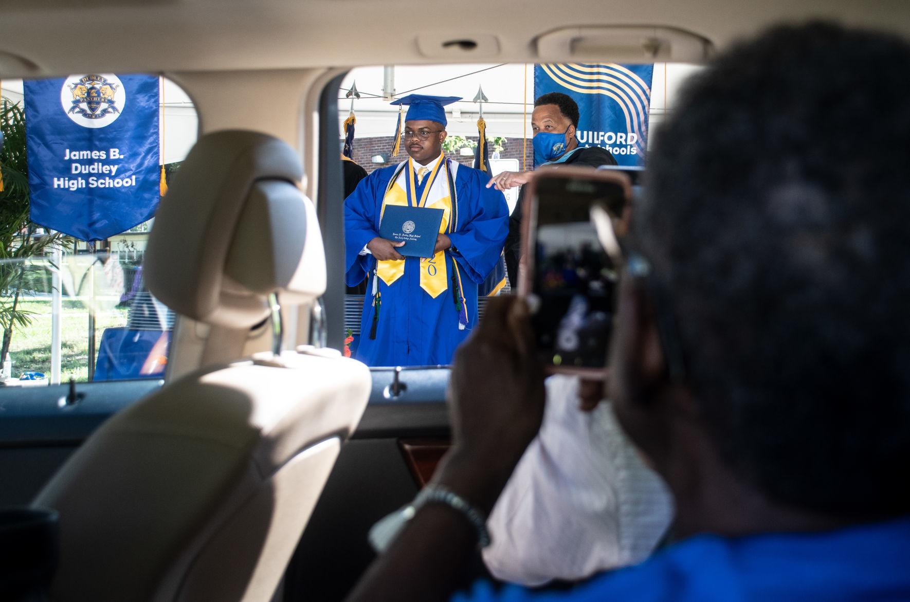 Dudley High School's drive-thru graduation
